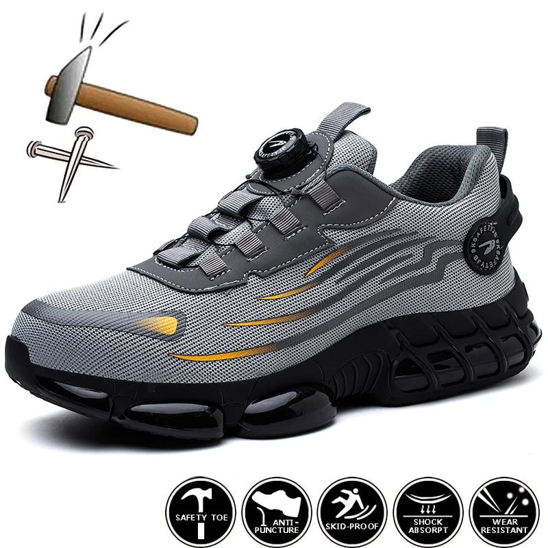 Men’s Rotating Button Safety Shoes – Anti-Smash & Anti-Puncture